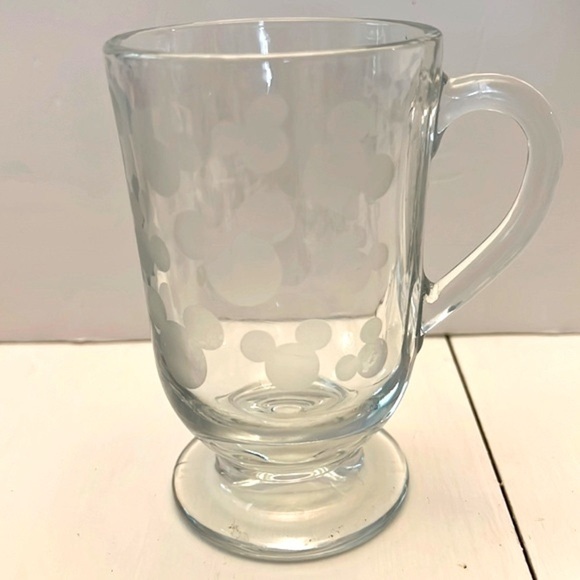 Disney Frosted Mickey Mouse Ears On 10 Oz Pedestal Mug- 5” Tall -Libbey Glass - Picture 2 of 8